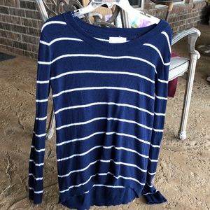 Navy and White Striped Long Sleeve Sweater